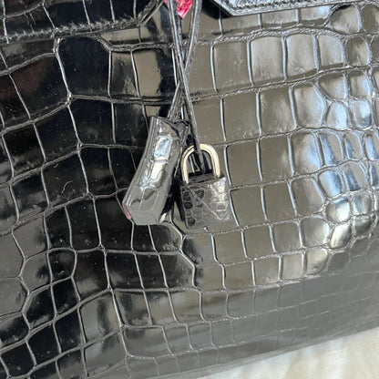Hermès Very Rare Birkin HSS Special Order 35 cm Shiny Black Crocodile Birkin Bag