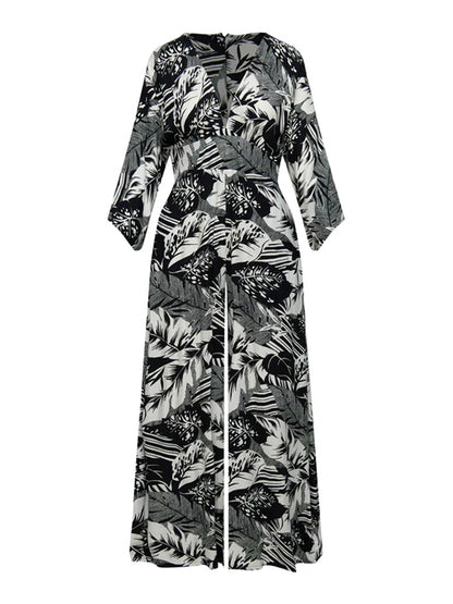 Loose Waisted Elegant Printed Women's Jumpsuit