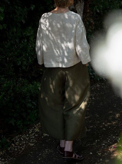 Solid Color Cotton and Linen Women's Pants