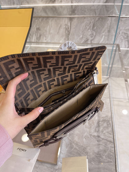 FENDI Zucca Mamma Shoulder Bag Gold Hardware