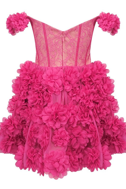 loveedsTM-Pink short flower tube top dress-vx