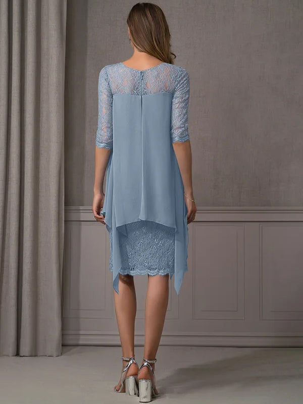 Crewneck Mesh Lace Dress