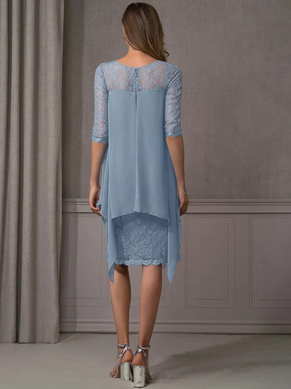 Crewneck Mesh Lace Dress