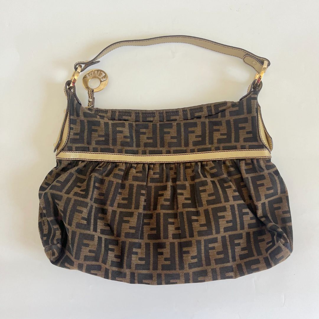 Fendi Zucca Chef Hobo with gold leather trim