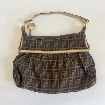 Fendi Zucca Chef Hobo with gold leather trim