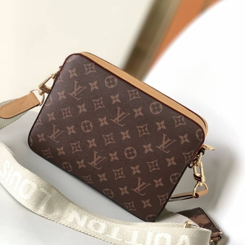 LOUIS VUITTON TRIO MESSENGER BAG MONOGRAM STRIPES BROWN 25CM M45965