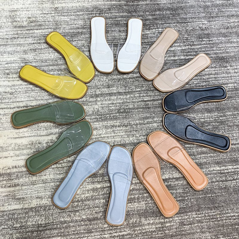 Transparent rubber flat slippers