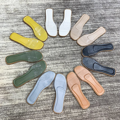 Transparent rubber flat slippers