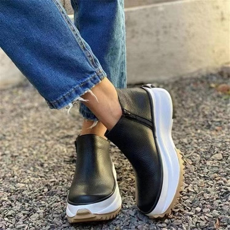 Short boots side zipper casual ladies single shoes