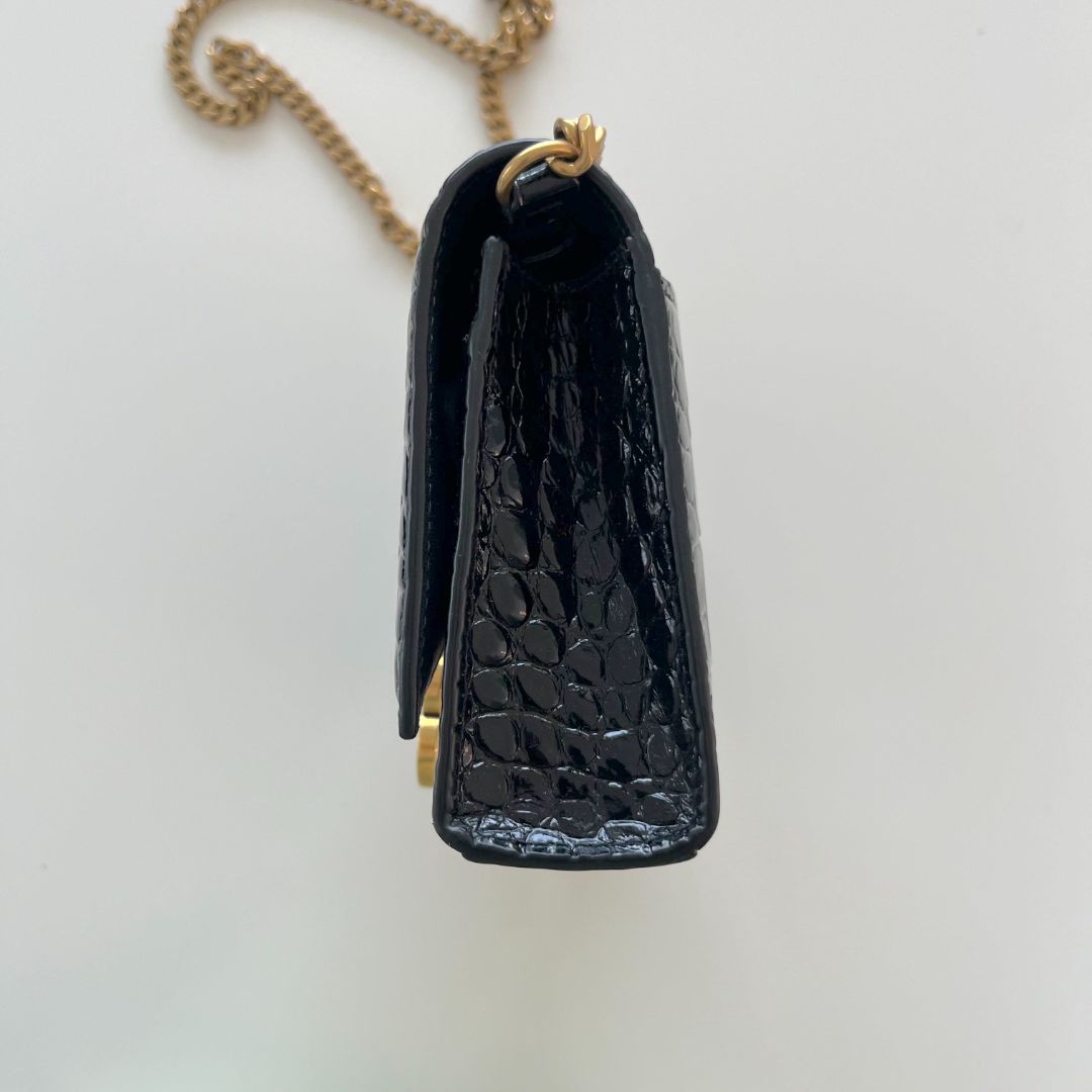 Balenciaga croc embossed hourglass XS top handle bag