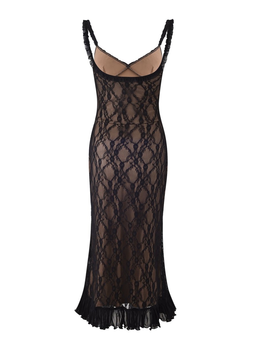 loveedsTM-Elegant lace mesh patchwork suspender dress