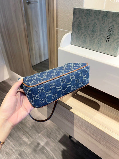 Gucci Women Ophidia GG Mini Bag Jacquard Denim