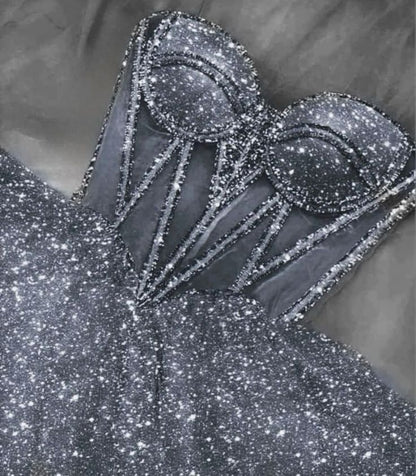 Pink Sparkling A-Line Long Beaded Elegant Halter Neck tulle Ball Gown Evening Dress gh3295