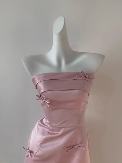 Black/Pink Simple Fashion Elegant Short Bow Satin Homecoming Dress Prom Dress Evening Dress Ball Dress Birthday Party Dress gh3906