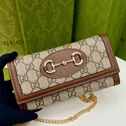 GUCCI Brown Saddle Buckle Handbag 19x10.5x3.5cm
