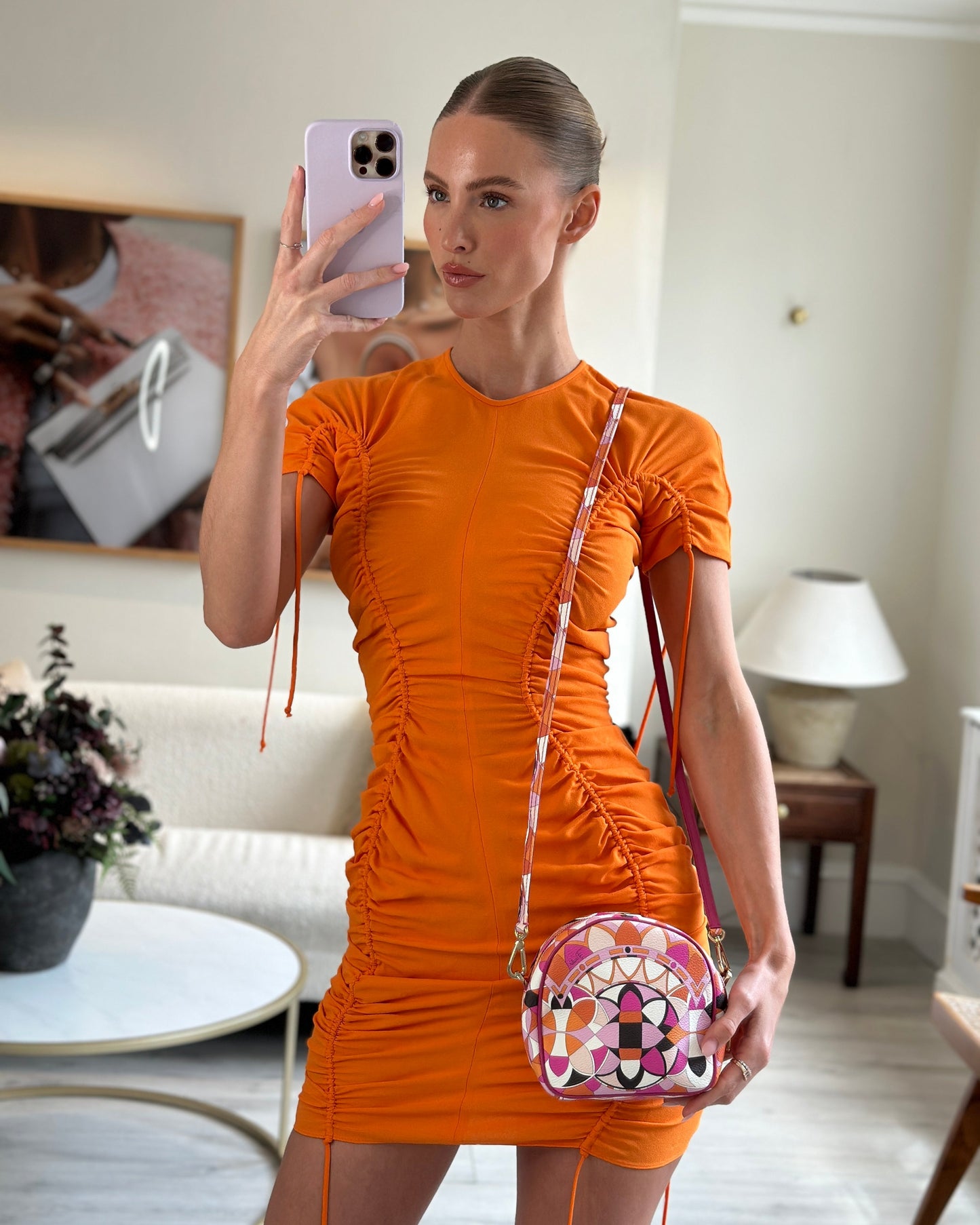 Emilio Pucci Pink, Orange White Leather Crossbody Bag