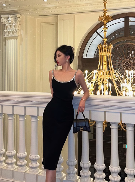 Sexy Mermaid Spaghetti Straps Black 18th Birthday Dress Party Gown Birthday Outfits Birthday Dress Ideas For Women DP2324