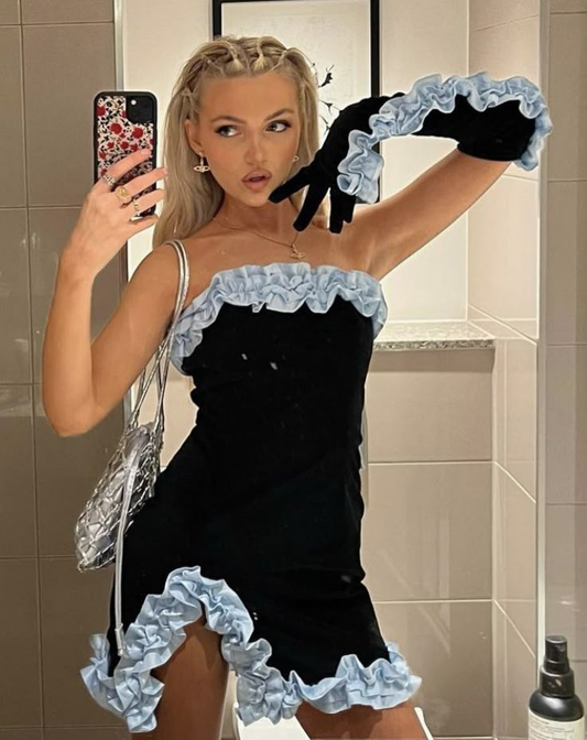 Chic Black Sheath Ruffles Pleated Cocktail Dress Homecoming Dress S299