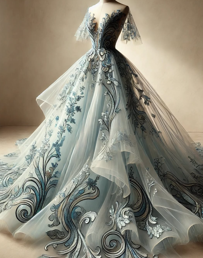 2025 New A Line V Neck Appliques Blue Tulle Long Prom Dress Evening Dress SH2277