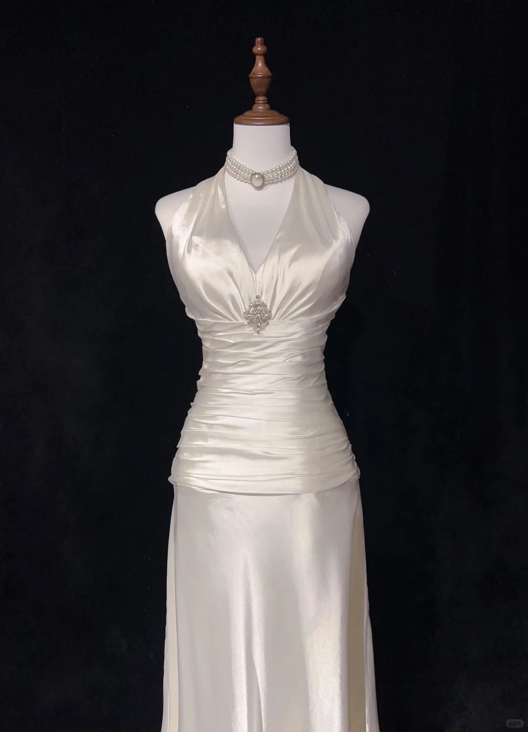 Ivory White Vintage Long Satin Elegant Ball Gown Evening Dress Graduation Dress Wedding Dress gh4490