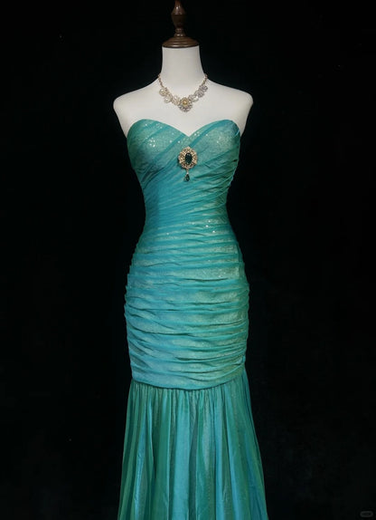 Green Gorgeous Shiny Elegant Long Tulle Mermaid Slim Fit Sequin Ball Gown Evening Gown Party Dress Prom Gown gh3848