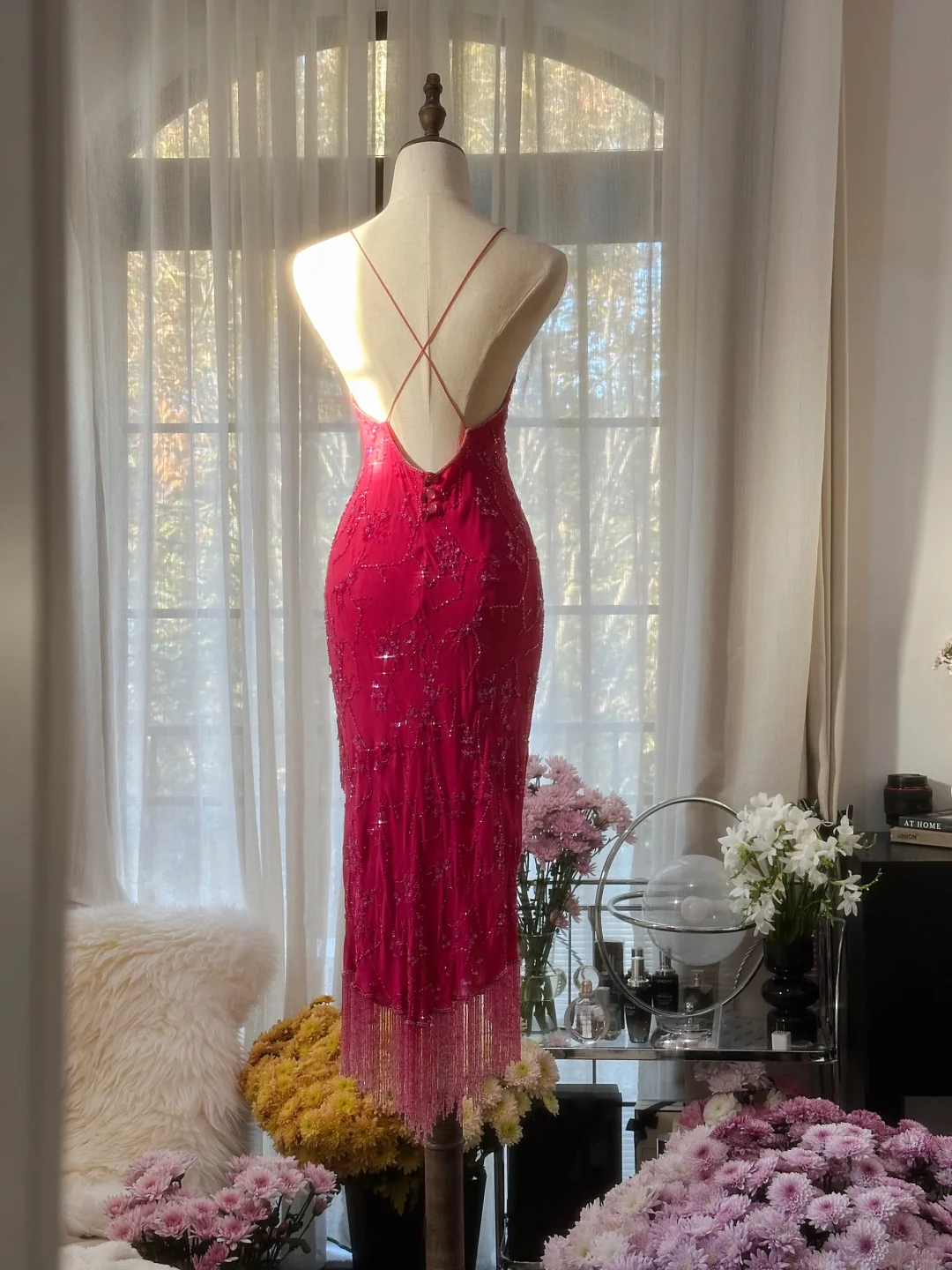 Sexy Sheath Spaghetti Strap Beaded Red Chiffon Short Homecoming Dress Birthday Dress SH2939