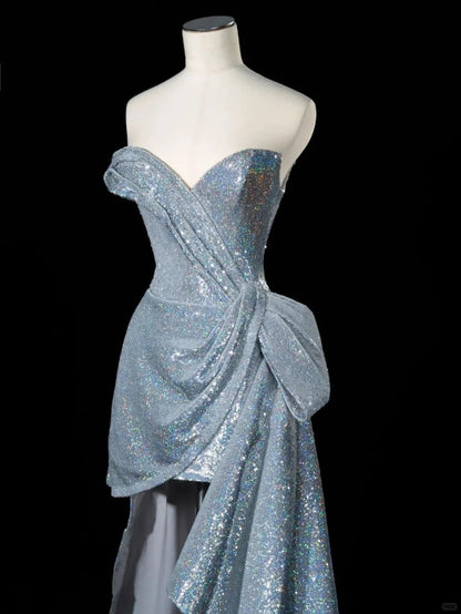 __Future space silver short starry bright romantic ball gown evening dress homecoming dress birthday dress prom dress gh4354