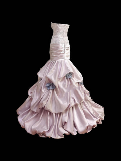 Pink sweet bow decoration long floor-length ball gown evening dress adult ceremony birthday dress gh4100