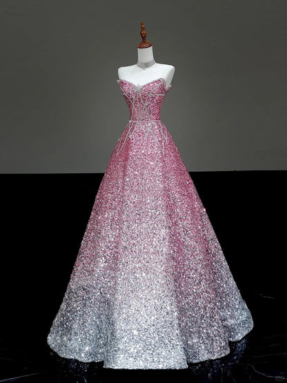 preppydressess -Pink shiny gorgeous long sequin prom dress evening dress party dress gh5118