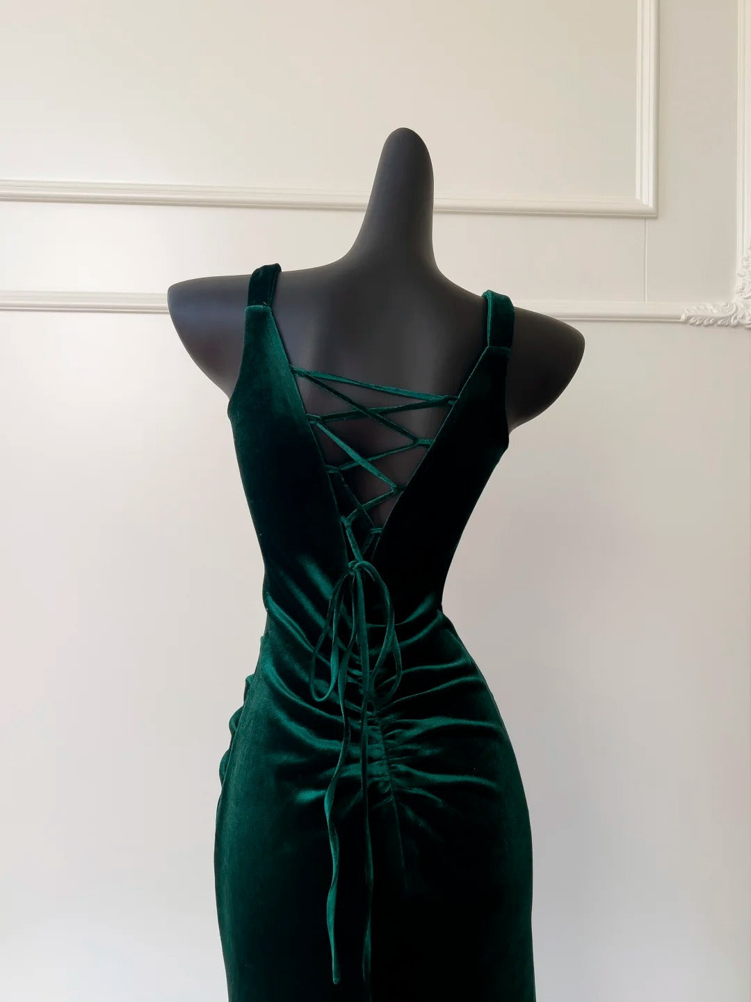 Green Vintage Elegant Long Velvet Slim Evening Dress Party Dress Prom Dress gh4273