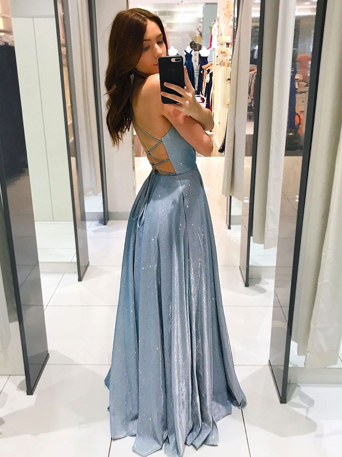 Simple v neck A line long prom dress, burgundy evening dress