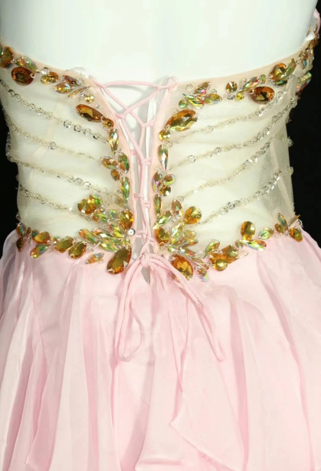 Pink ruffles rhinestones elegant beautiful long/short prom dress evening dress homecoming dress birthday party dress gh4723