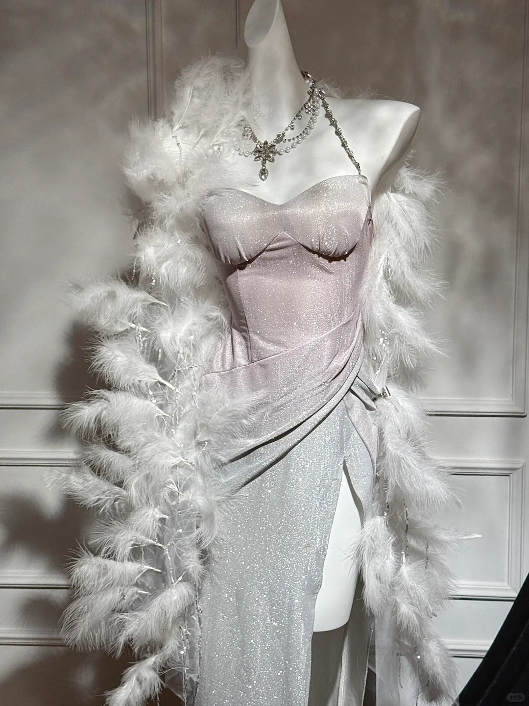 Pink silver shiny fashion modern gradient long satin elegant ball gown evening dress dinner dress gh4731