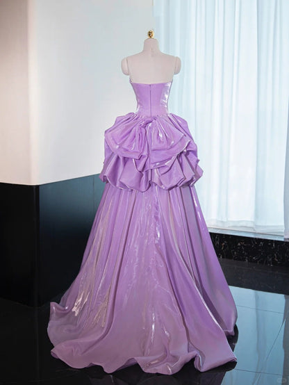 Purple Violet Princess Long Floor Length Satin Ball Gown Evening Dress gh4549