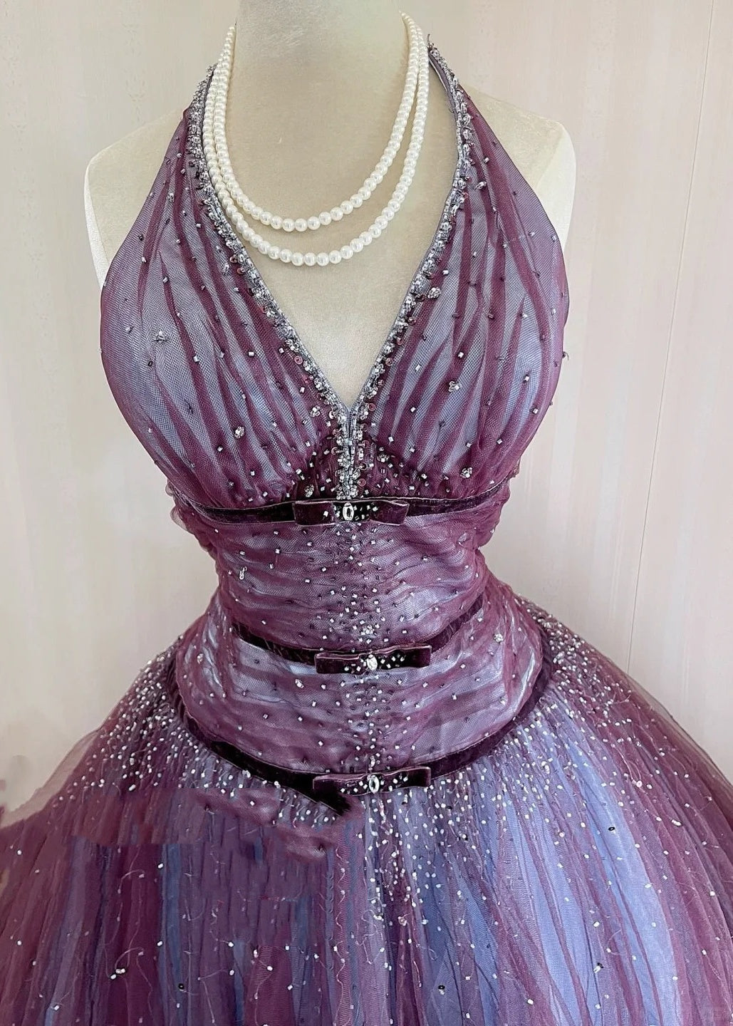 Purple Sparkling Elegant Vintage Long Tulle Quinceanera Dresses Ball Gown Graduation Dress Princess gh5006