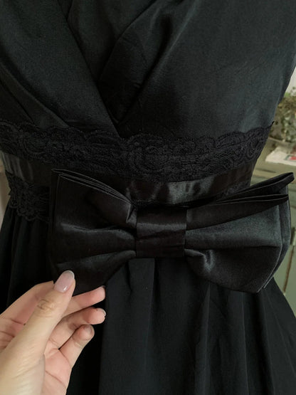Black sweet cute short chiffon exquisite lace bow tie homecoming dress evening dress birthday party dress prom dress ball gown gh3922