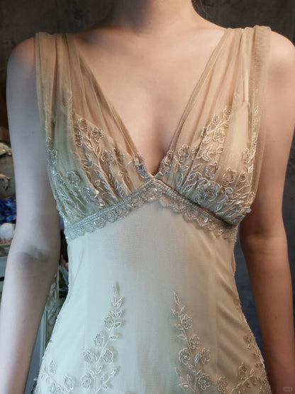 Ivory romantic beautiful gentle vintage long lace beaded layered cake ball dress evening dress party dress gh4795