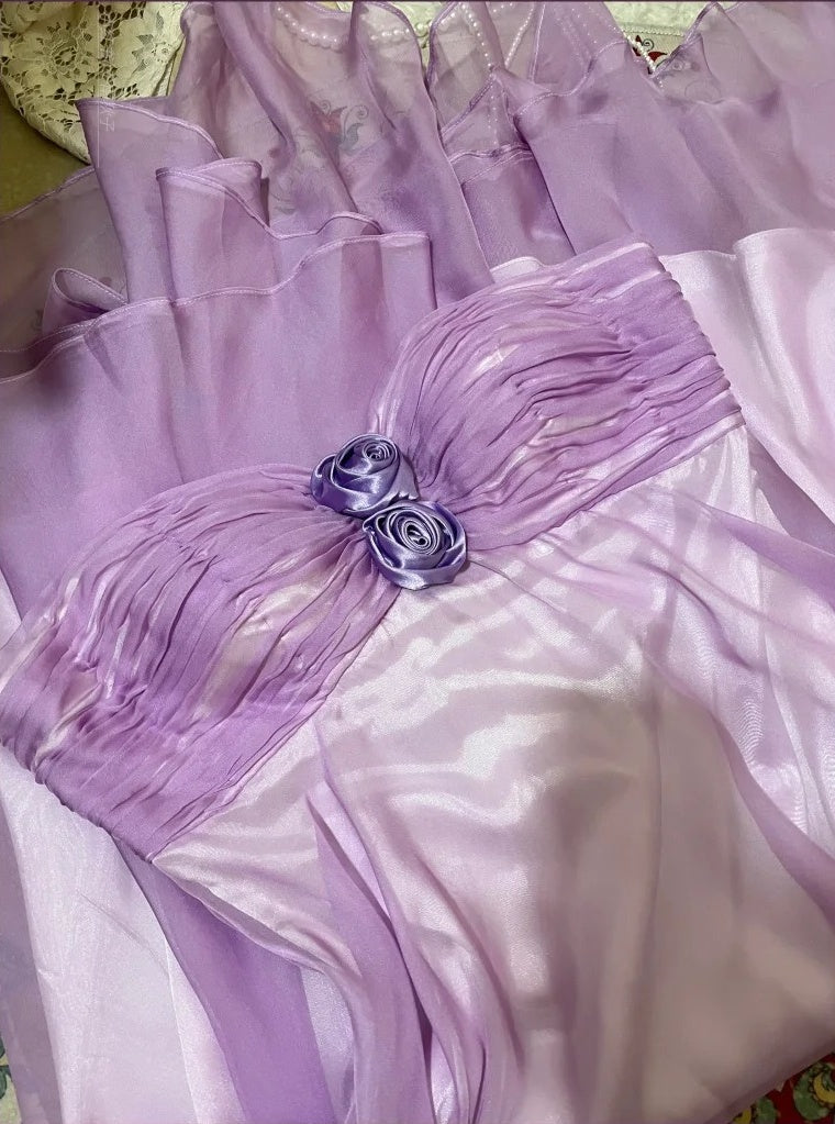 Purple Floral Elegant Short Homecoming Dress Chiffon Ball Gown Evening Gown Party Dress Bridesmaid Dresses gh4462