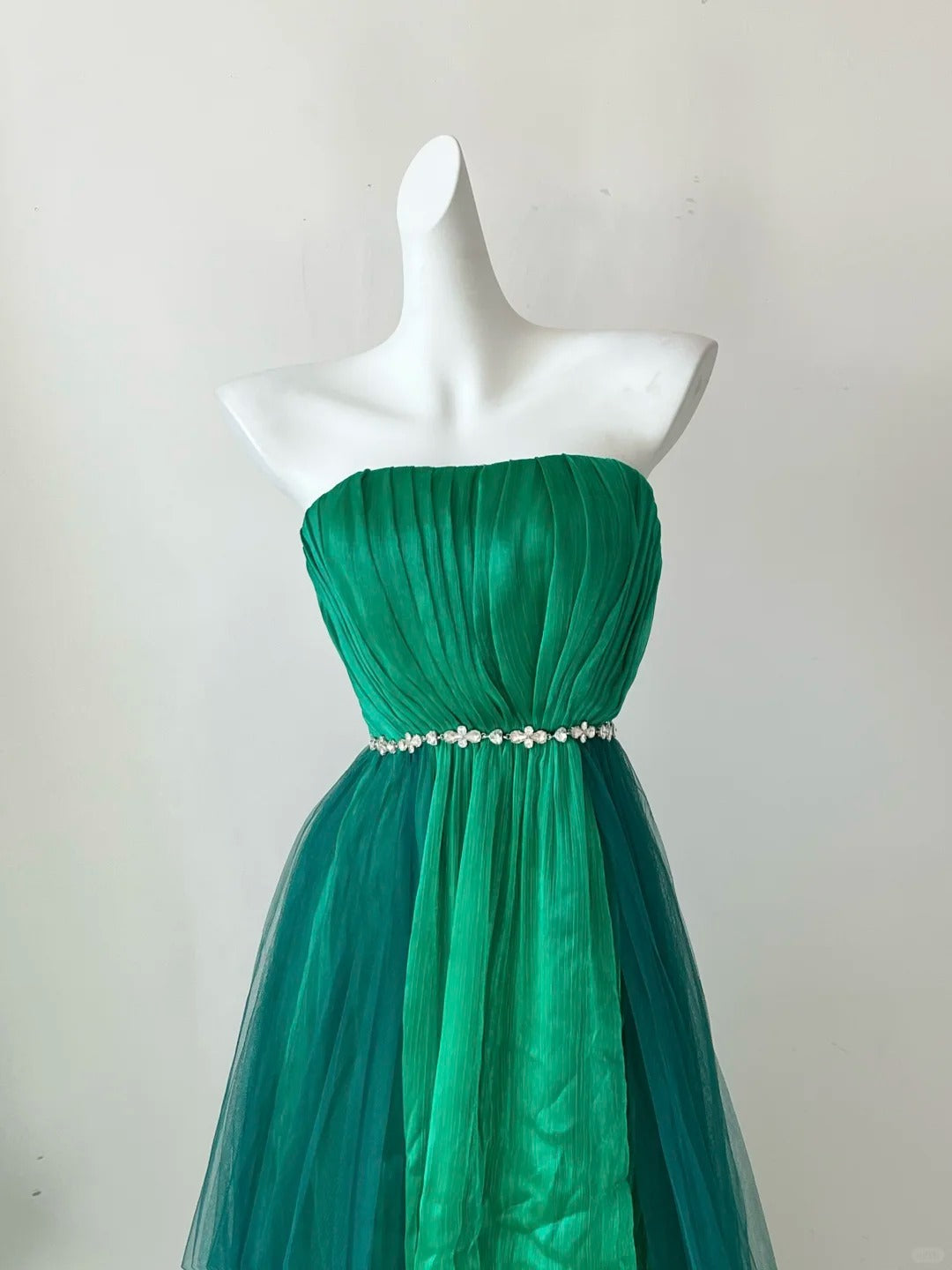 Green unique gradient fashion elegant long chiffon tulle floor-length ball gown evening gown ball gown gh4074