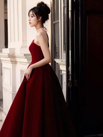 Beautiful Charming Red Fashion Simple Elegant Long Satin Floor Length Ball Gown Evening Gown Prom Dress gh3725