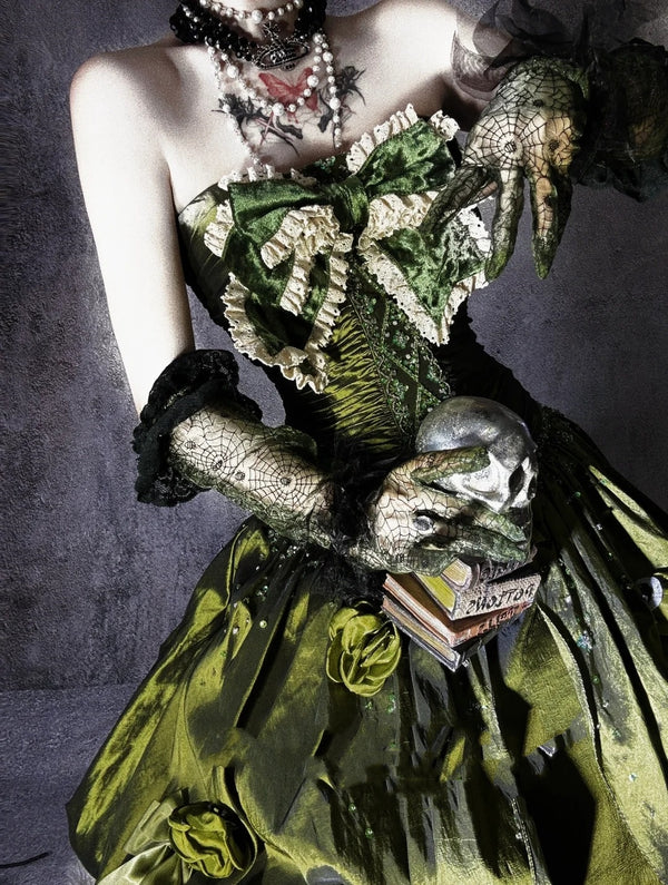 Green gorgeous exquisite beaded long satin ball gown evening dress party dress gh4500