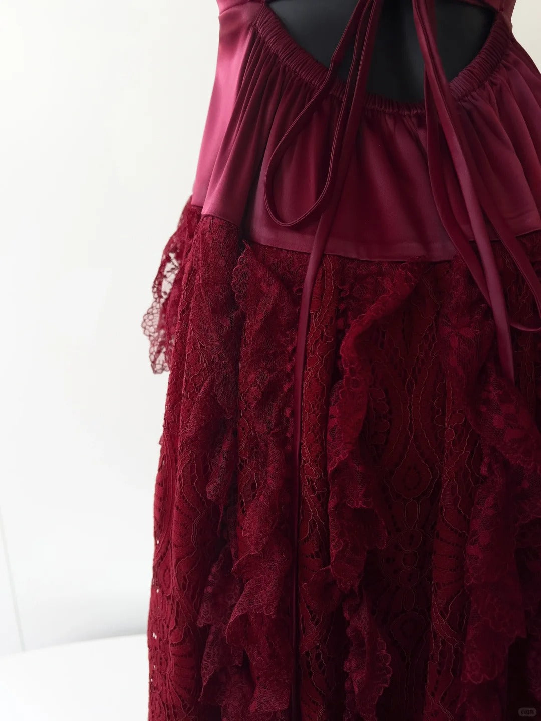 Burgundy Vintage Long Satin Ball Gown Birthday Party Dress Evening Dress gh4409