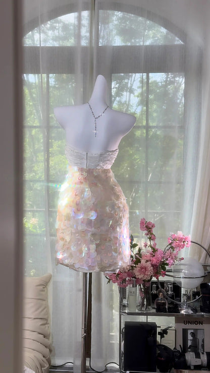 Pink Sequin Short Sparkling Homecoming Dress Party Dress Date Dress gh4879