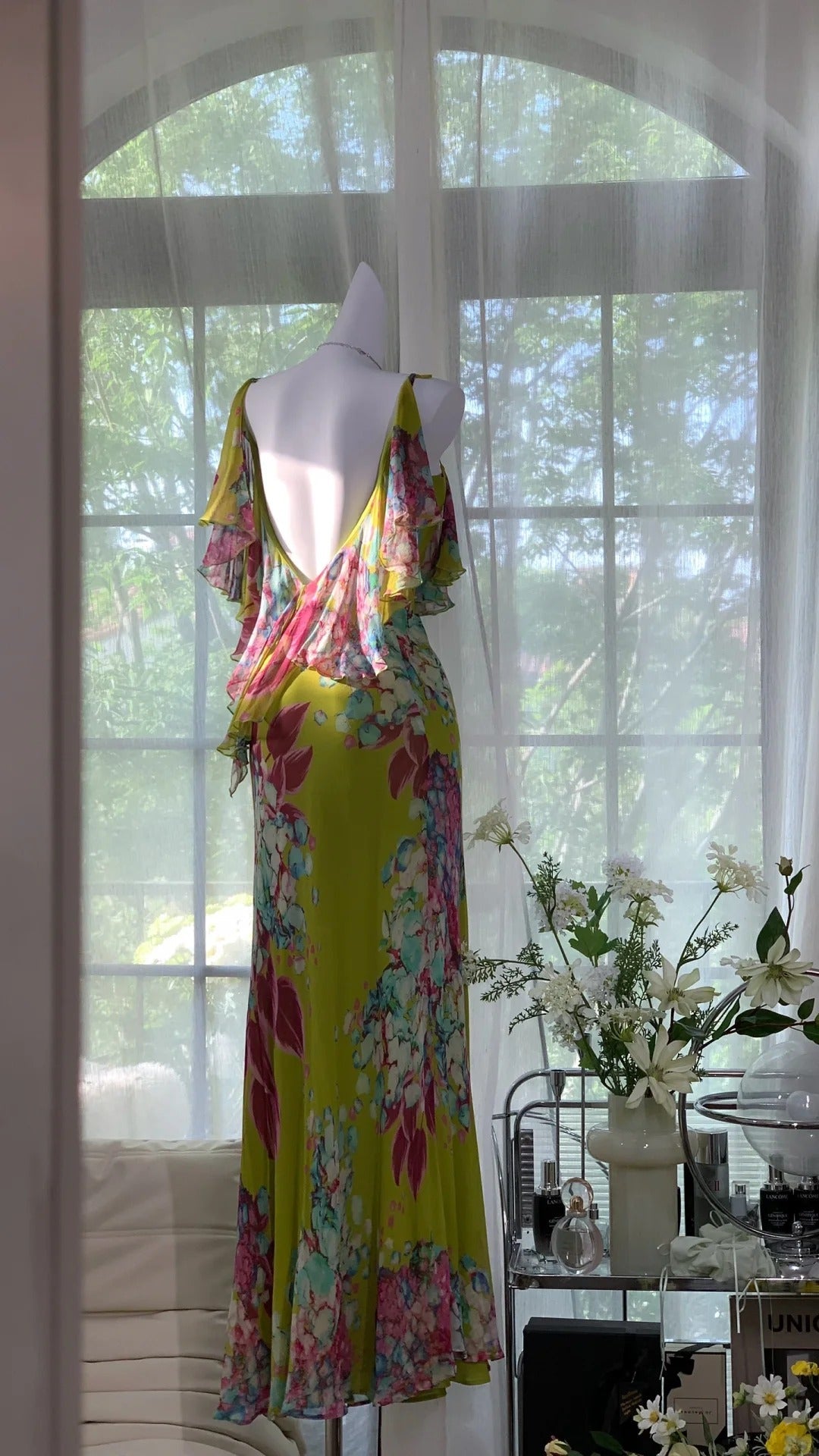 Green Elegant Romantic Fashion Backless Long Chiffon Evening Dress Ball Gown Birthday/Holiday Party Dress Prom Dress gh4044