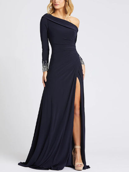 Off-shoulder Solid Color Maxi Dress