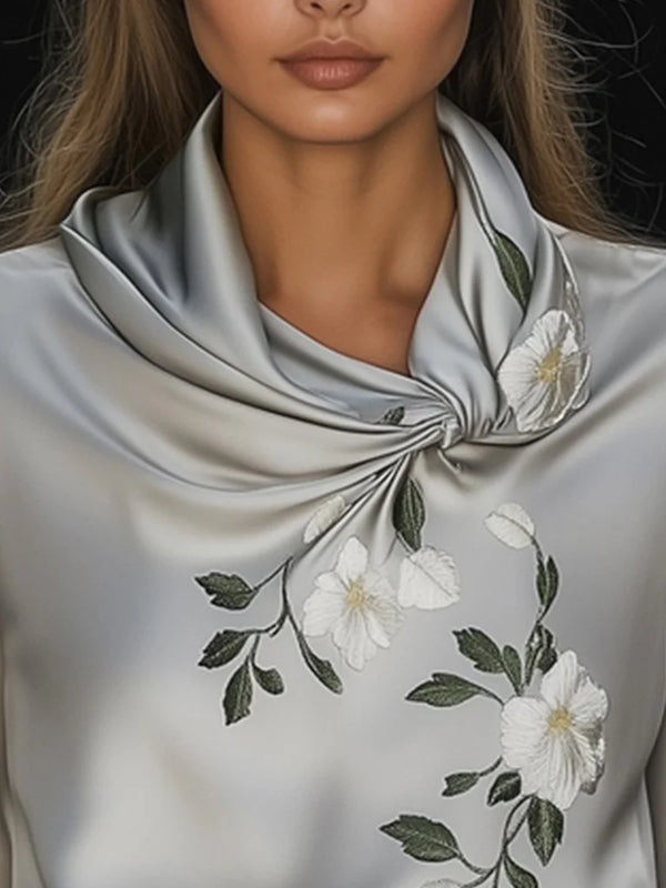 Elegant Satin Embroidered Shirt