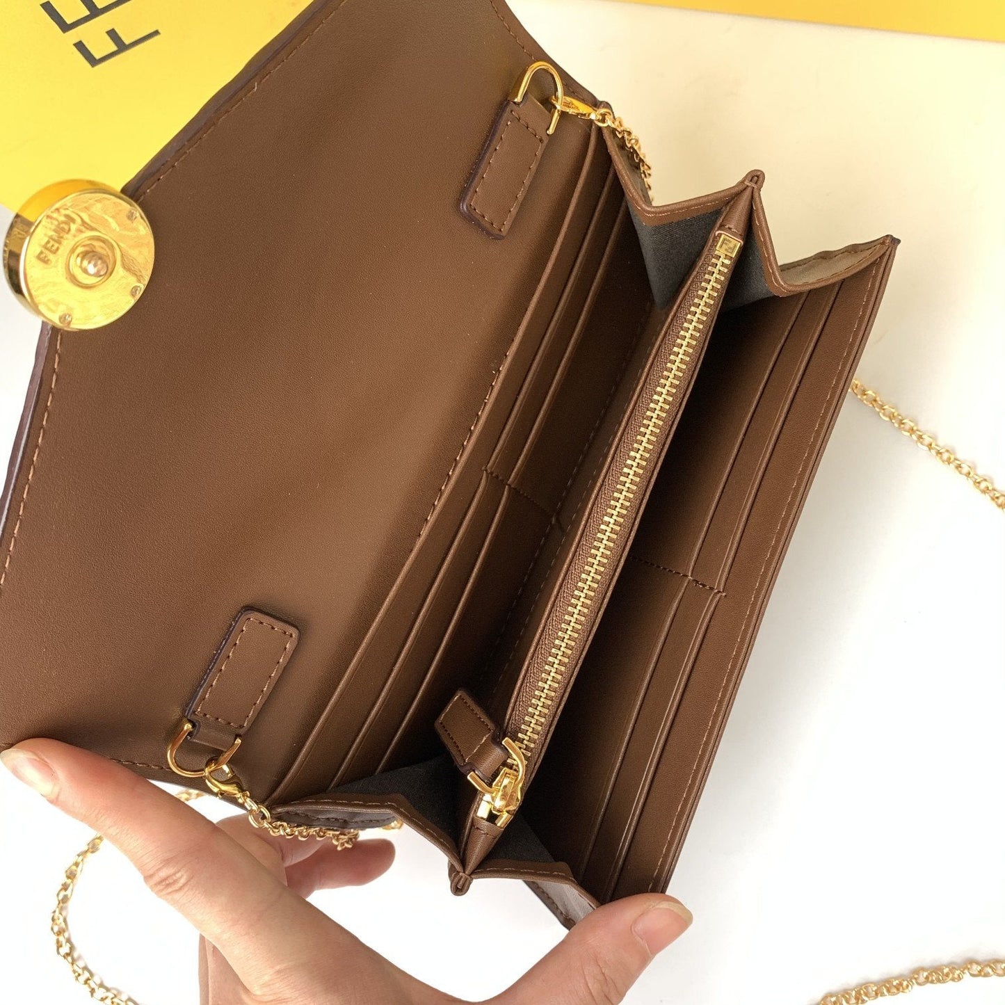 Fendi Continental with Chain – Brown – Clutches