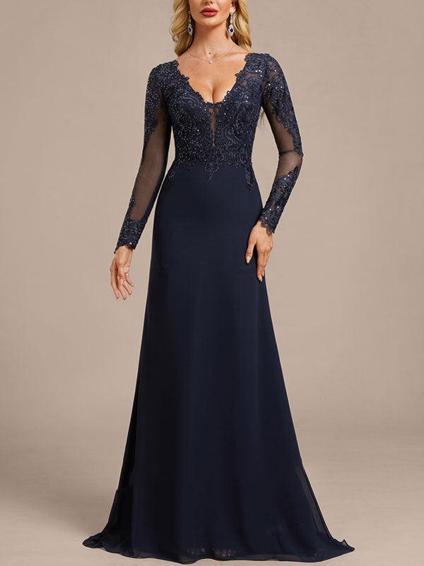 Detachable Lace Tulle Train Evening Dress