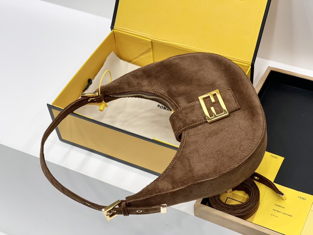 Fendi Brown Suede Croissant-Bag