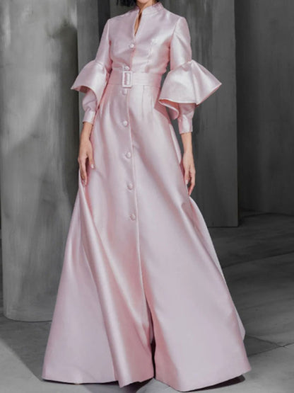 Satin Airy Casual Ruffles Women's Dress